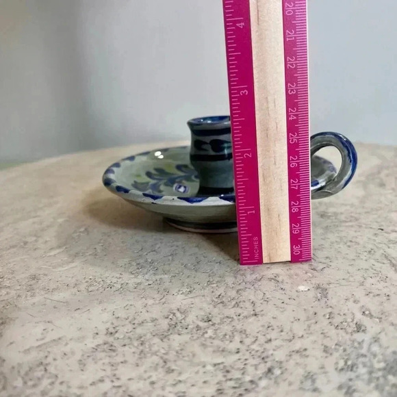 Vintage Pottery Mexico Folk Art Pottery Floral Ceramic Candlestick Candle Holder - Picture 10 of 12